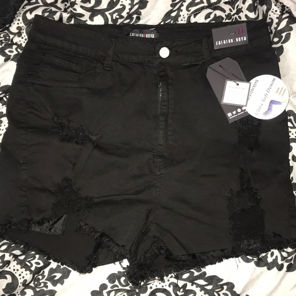 Fashion Nova Pants - Distress black short from fashion nova